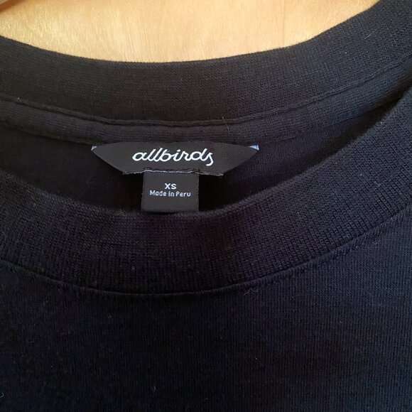 Allbirds Merino Wool Blend TrinoXO Sea Short Sleeve Tee Top Women's XS Black - Picture 3 of 6